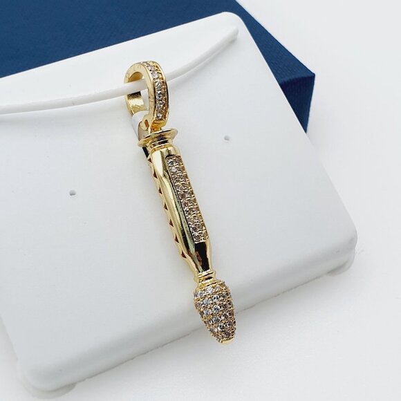 "14K Gold Plated Cubic Zircon Pendant, INUS1BR098 - Picture 3 of 10